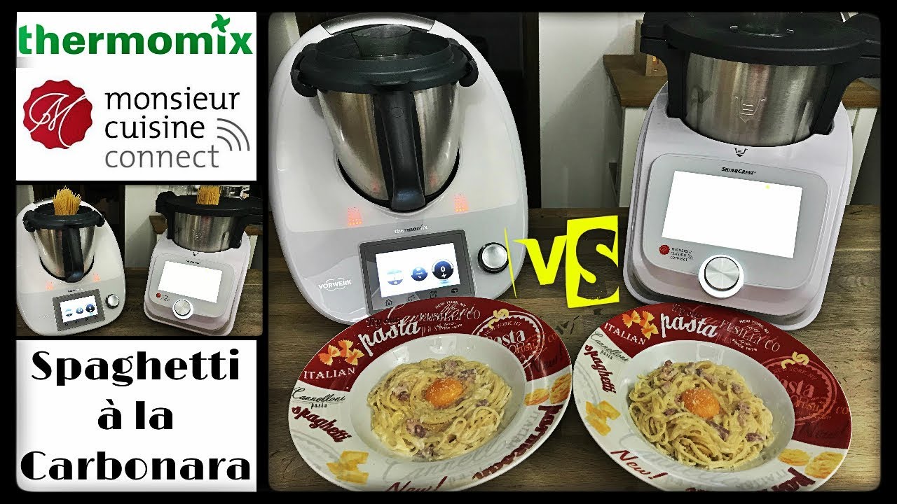 DUEL DE RECETTES : SPAGHETTI A LA CARBONARA (Monsieur cuisine connect VS Thermomix Sand Cook&Look)
