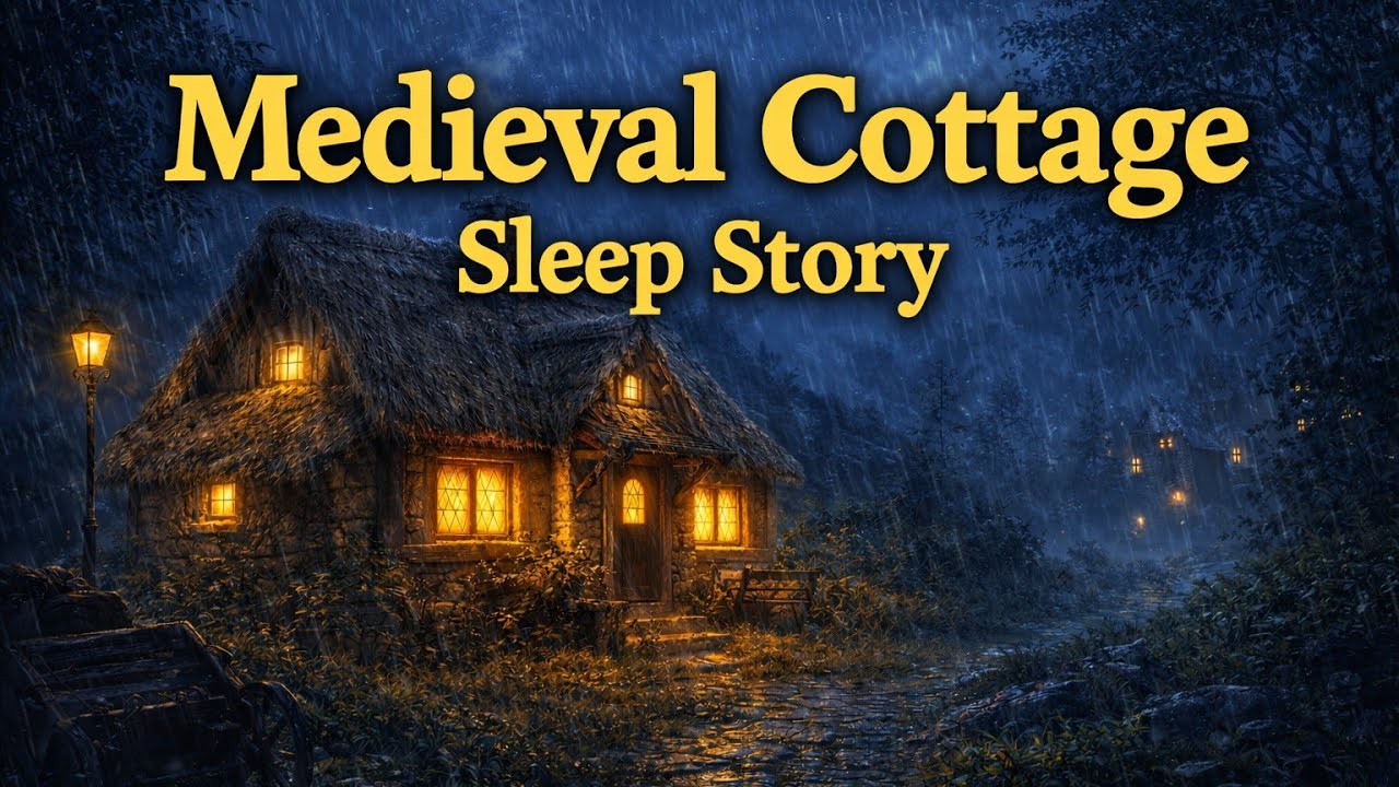 Medieval Cottage Sleep Story: Rain on Thatched Roof | Crackling Fire Inside