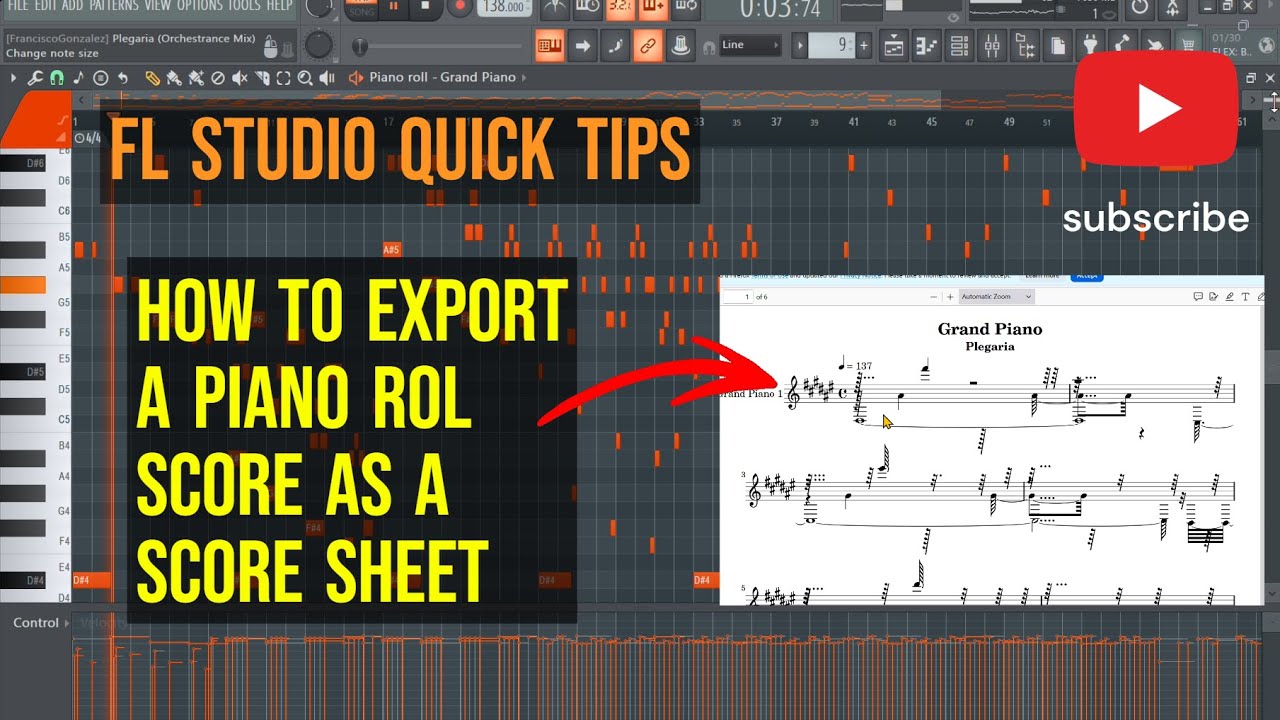 How to Save a SCORE SHEET on FL Studio 🎹