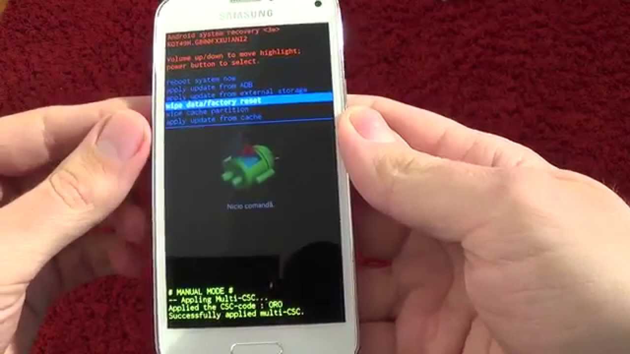 Samsung Galaxy S5 mini G800F hard reset