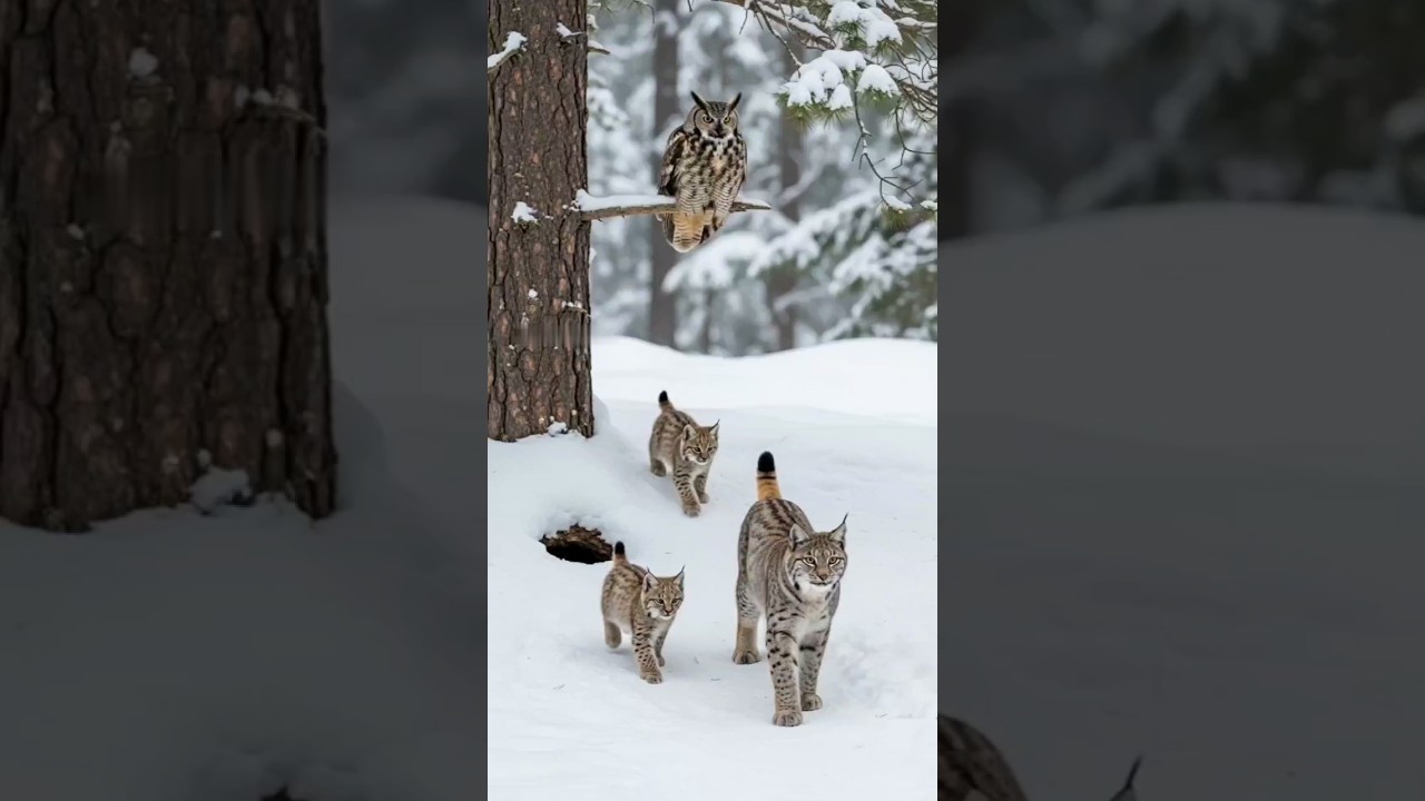 Lynx saves her babies from owl attack 🐾🦉🔥 Incredible moment! 