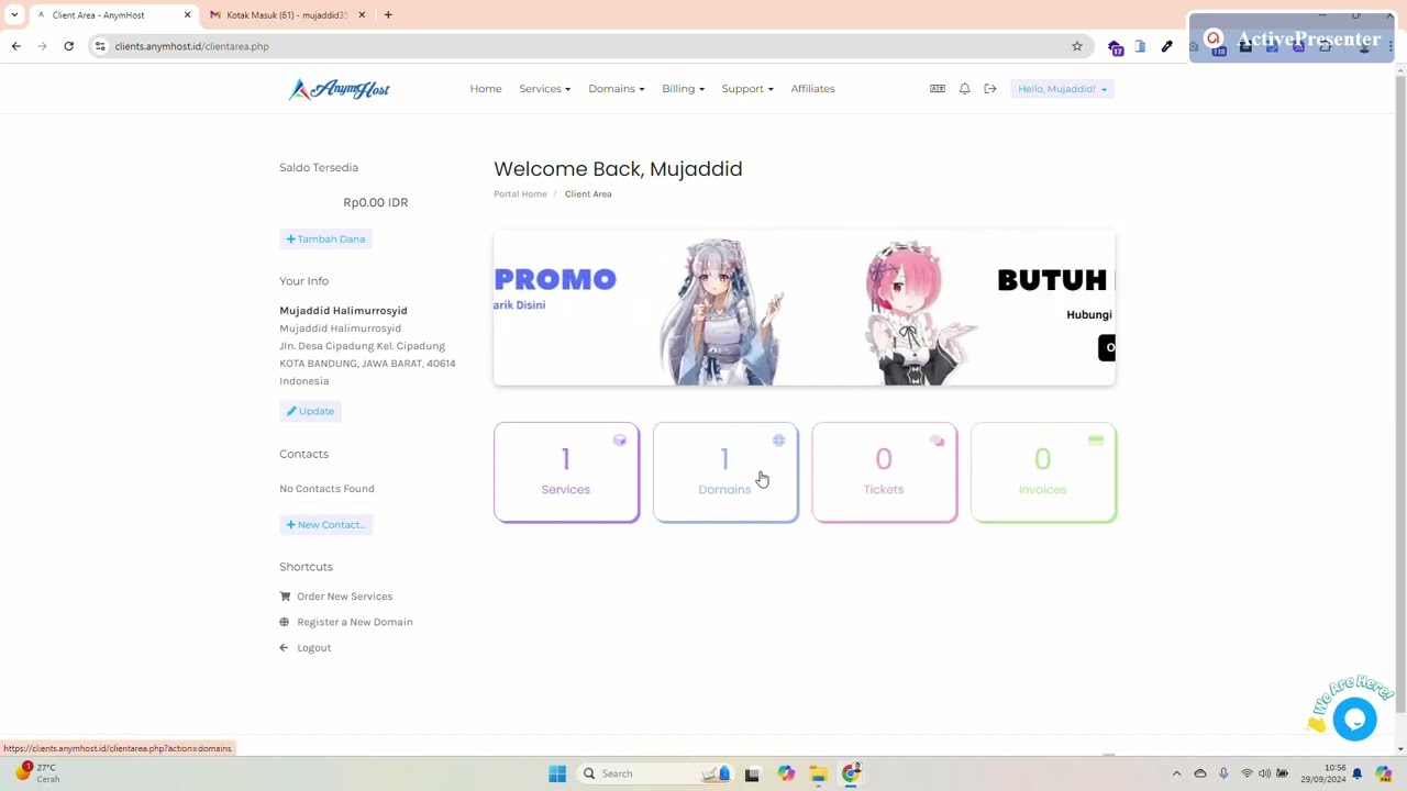 Cara Membeli Domain dan Hosting Murah di Anymhost