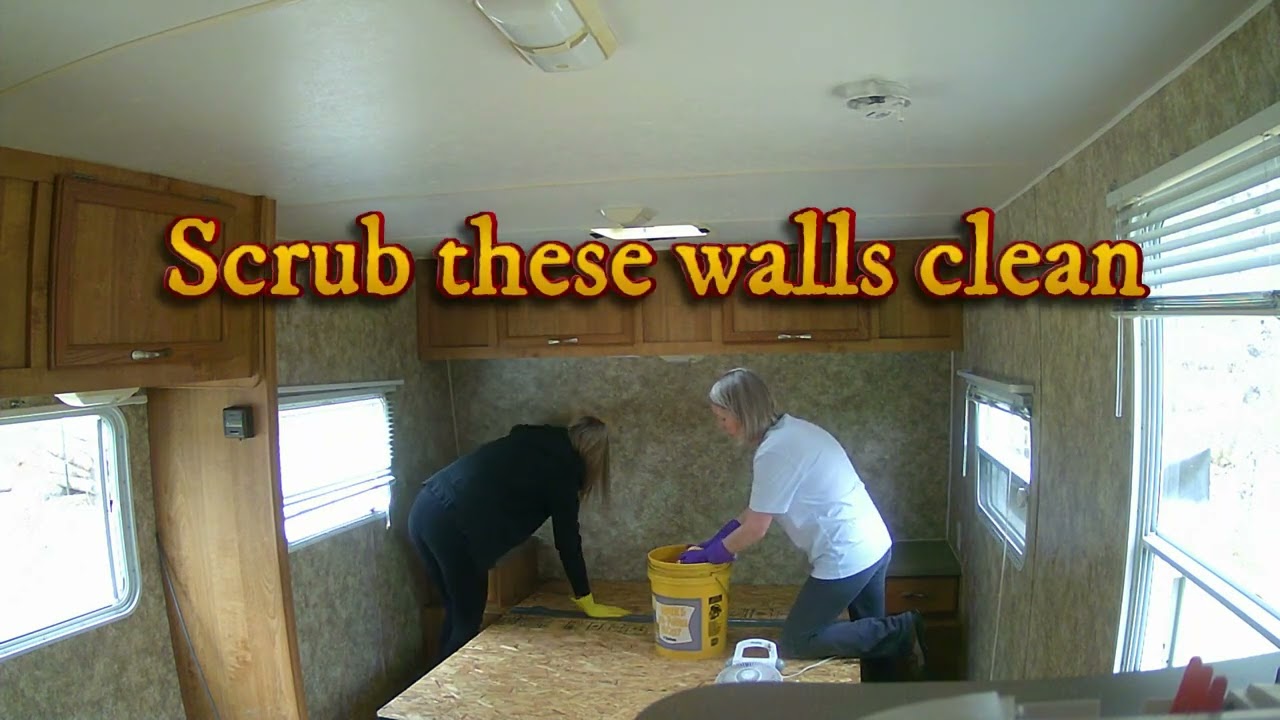 Time to scrub the camper  walls before painting
