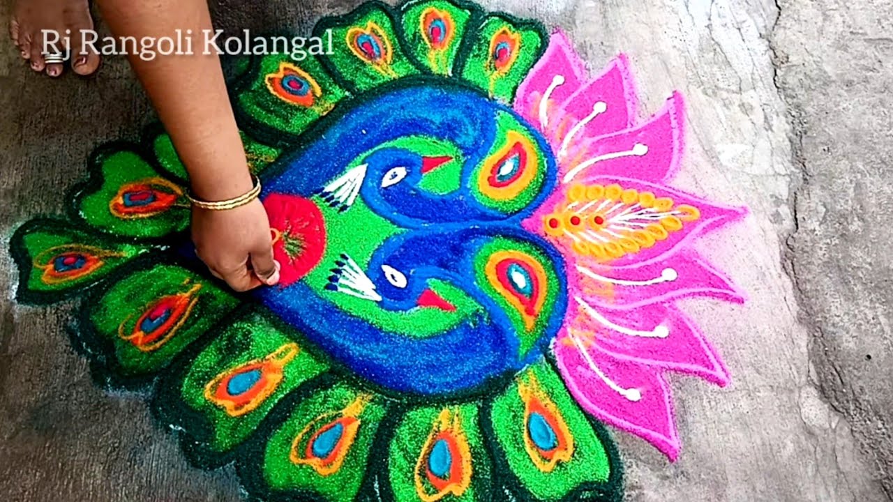 Thai poosam Special peacock Rangoli 🌺 Festival Muggulu design 🌺 