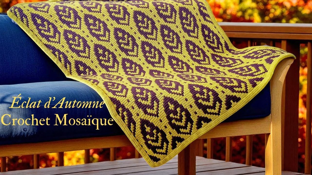 🍂 Éclat d’Automne – Tutoriel Crochet Mosaïque (Rangs 26 à 55) 🍂