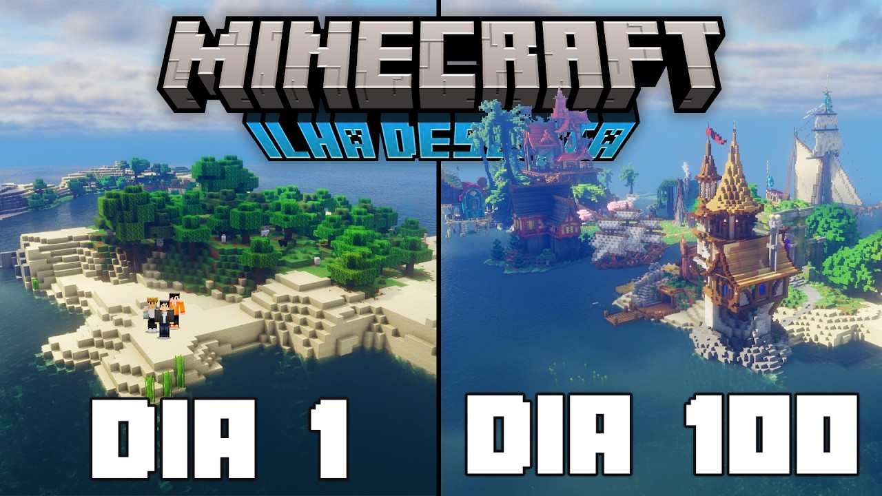 SOBREVIVI 100 DIAS em UMA ILHA DESERTA em TRIO no MINECRAFT HARDCORE - O FILME