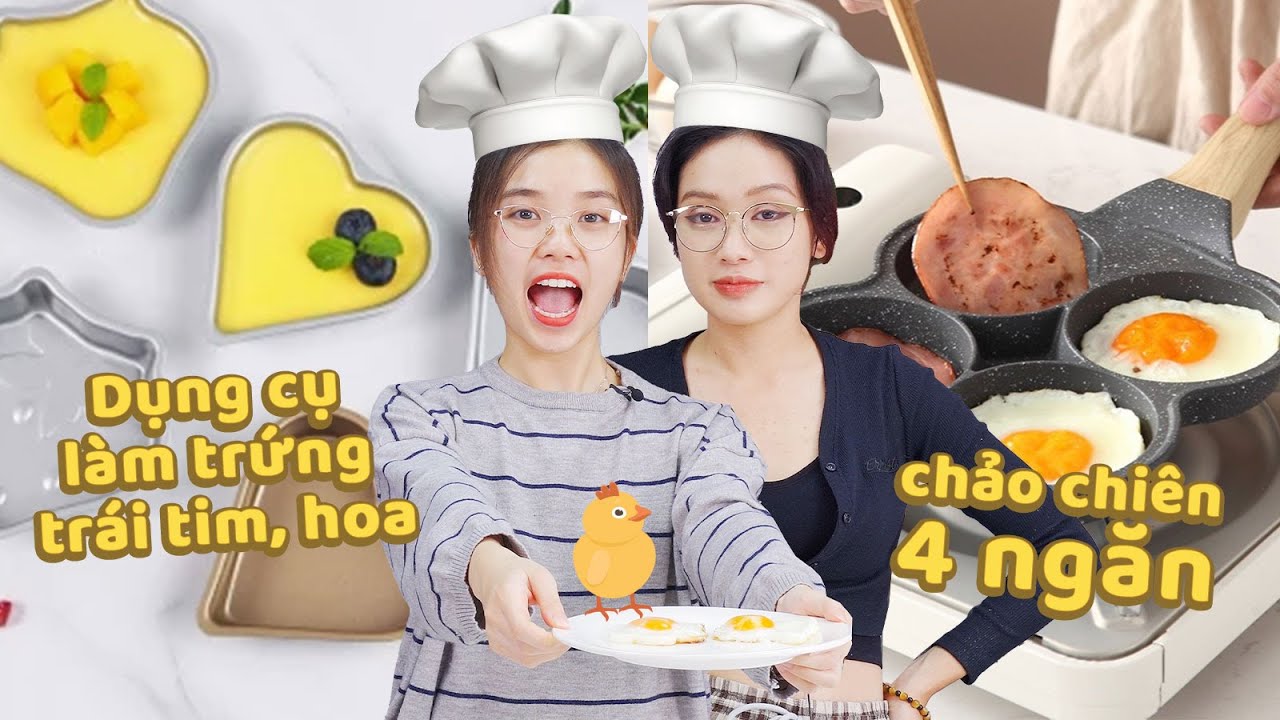 Kiểm chứng chảo chiên 4 ngăn & dụng cụ làm trứng trái tim, hoa siêu ảo nhưng liệu có thật? | EmCheck
