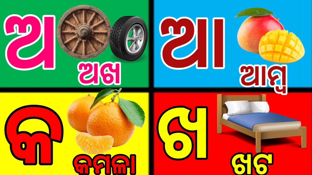 ଓଡ଼ିଆ ବର୍ଣ୍ଣମାଳା. Odia alphabet learning. A ru arata.Odia barnamala learning for kids. Kidzworldodia