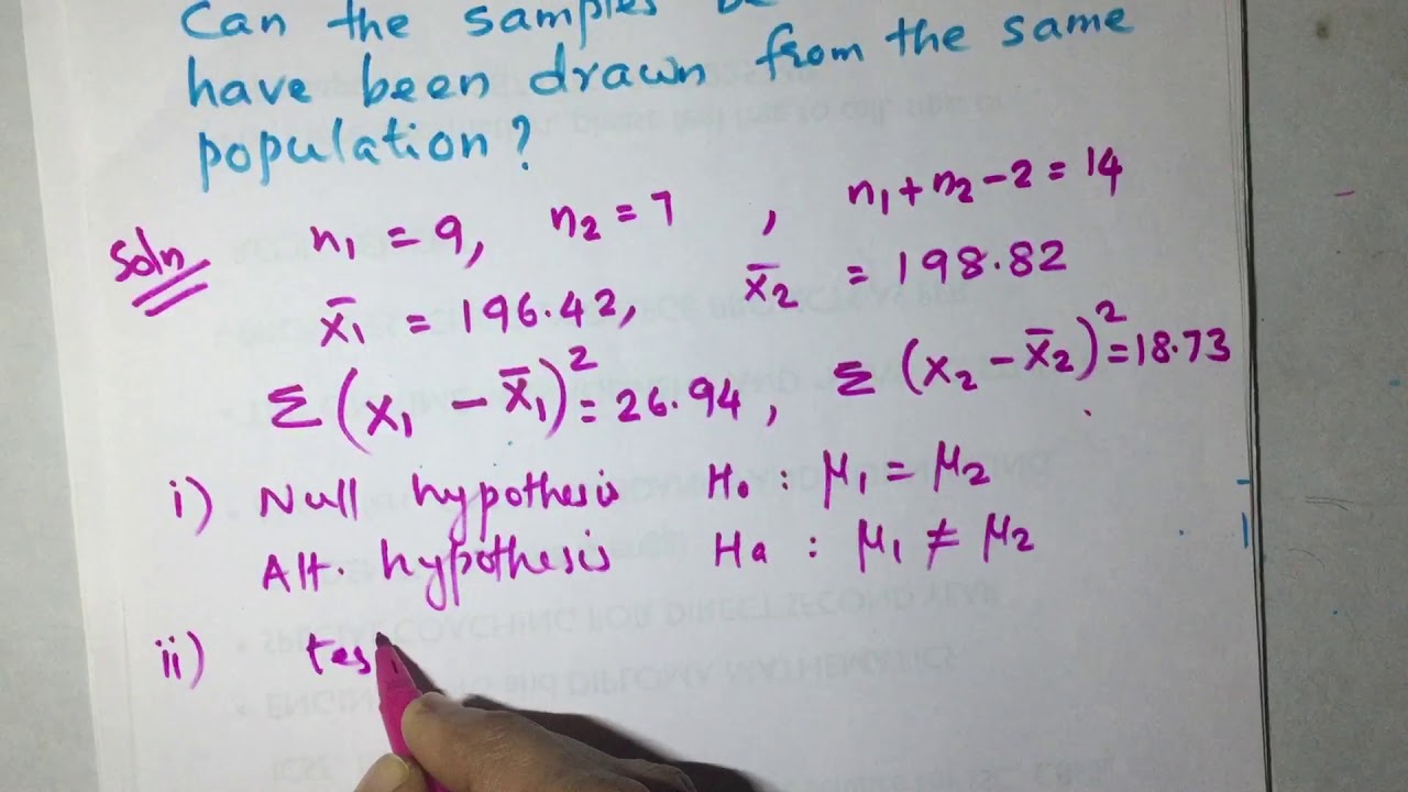 Testing hypothesis of means- small samples