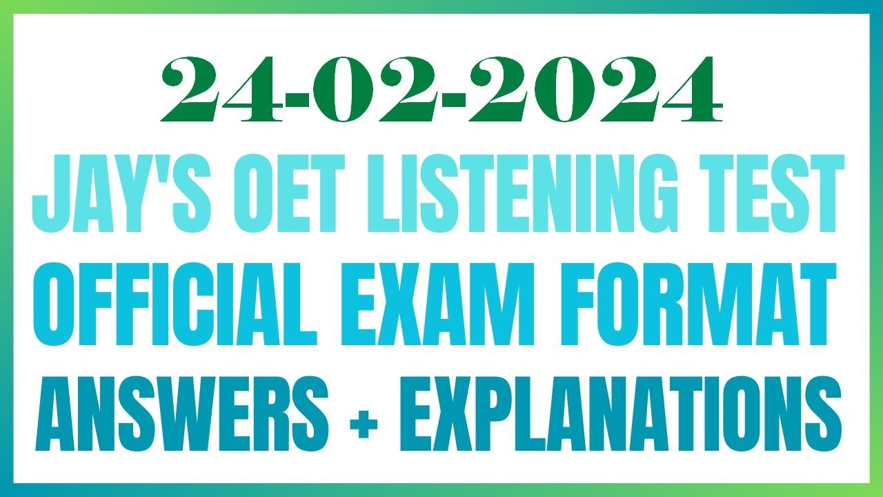 OET LISTENING TEST 24.02.2024 #oet #oetexam #oetnursing #oetlisteningtest
