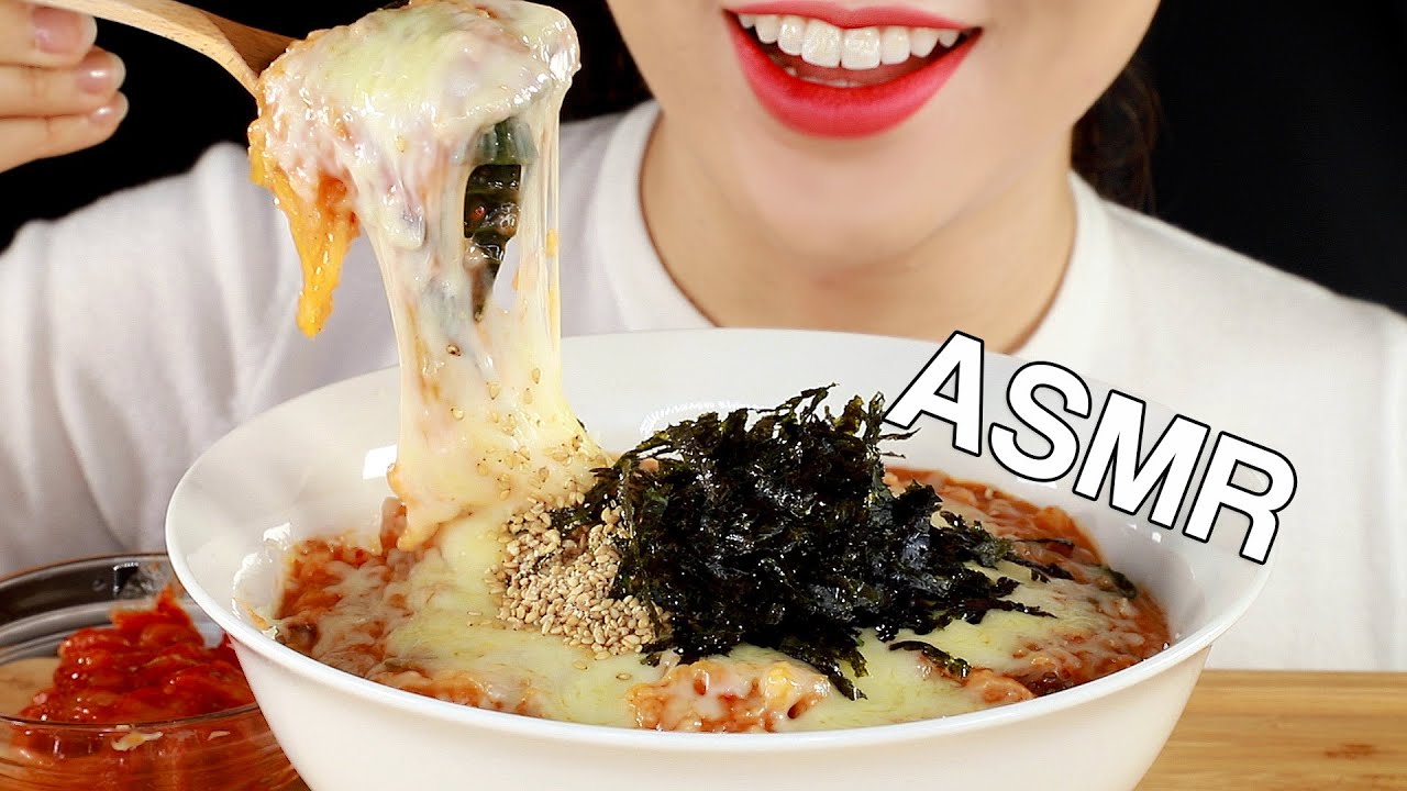 ASMR Kimchi Rice Porridge with Cheese Eating Sounds | 김치낙지죽(치즈추가) 먹방 | Kimchi-Nakji-Juk | MINEE EATS