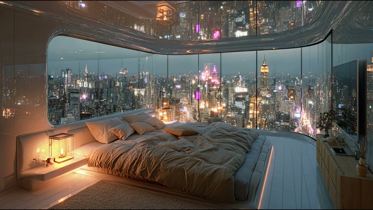 8 Hours &bull; Spend the Night in Futuristic NYC Bedroom &bull; Ambient Sleep Music for Deep Sleep