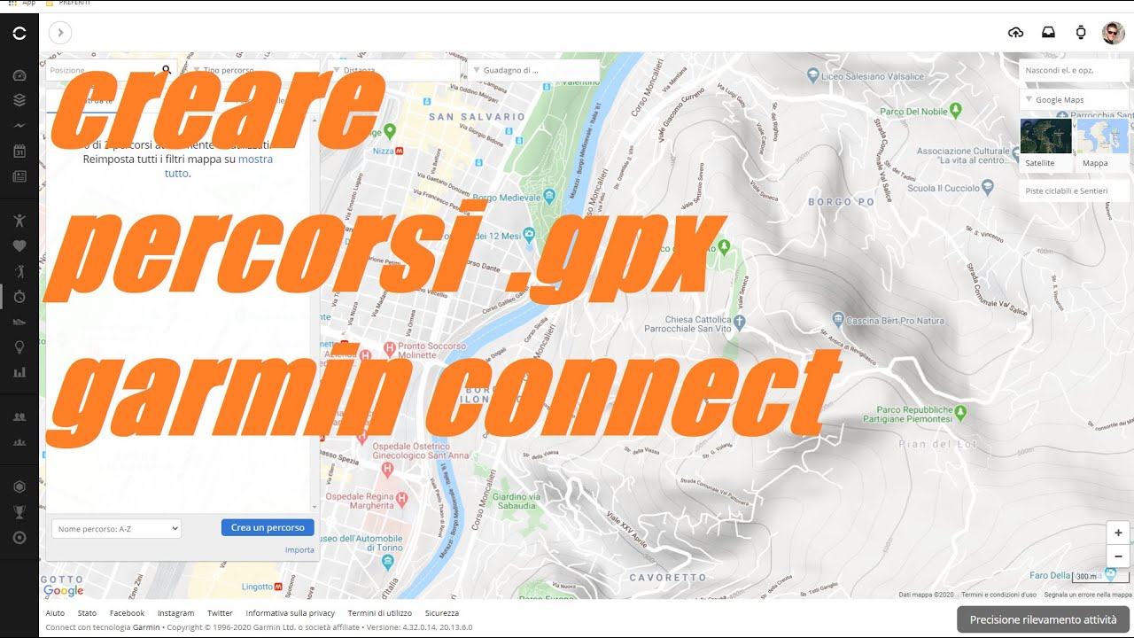 GARMIN CONNECT - CREARE E CONDIVIDERE PERCORSI (corsa ciclismo) GPX con open street map