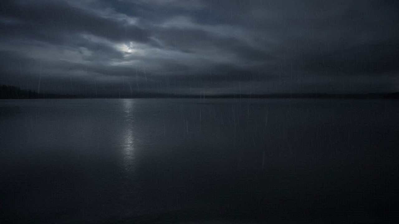 真夜中の湖に静かに降り続く雨音 | 睡眠・リラックス・作業用 |1時間　Gentle Rain Falling on a Silent Lake at Night |1hour