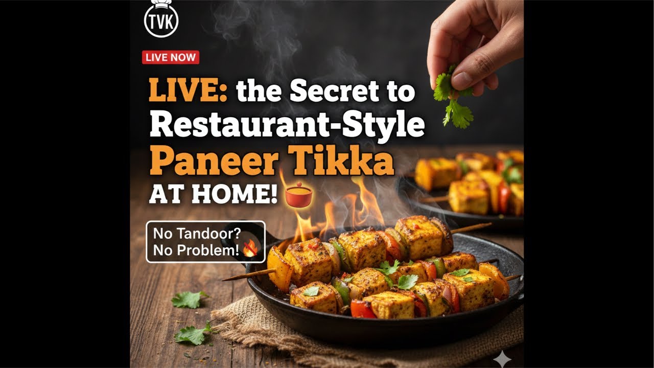 LIVE Cooking: Smoky Paneer Tikka WITHOUT TANDOOR🔥🧀#theviralkitchen #live #youtube #cooking 