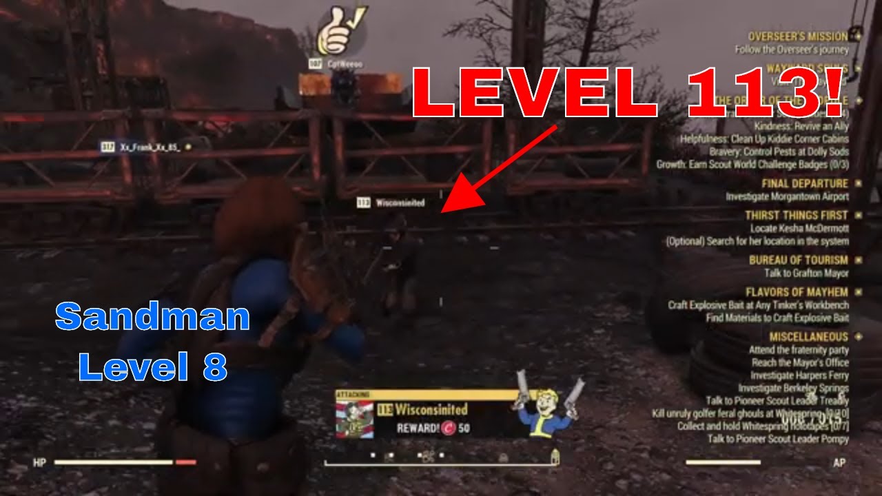 Fallout 76 PVP - Sandman at Level 8 SHREDS HIGH LEVEL FOODBUILDS - Low Level Gameplay Episode 1