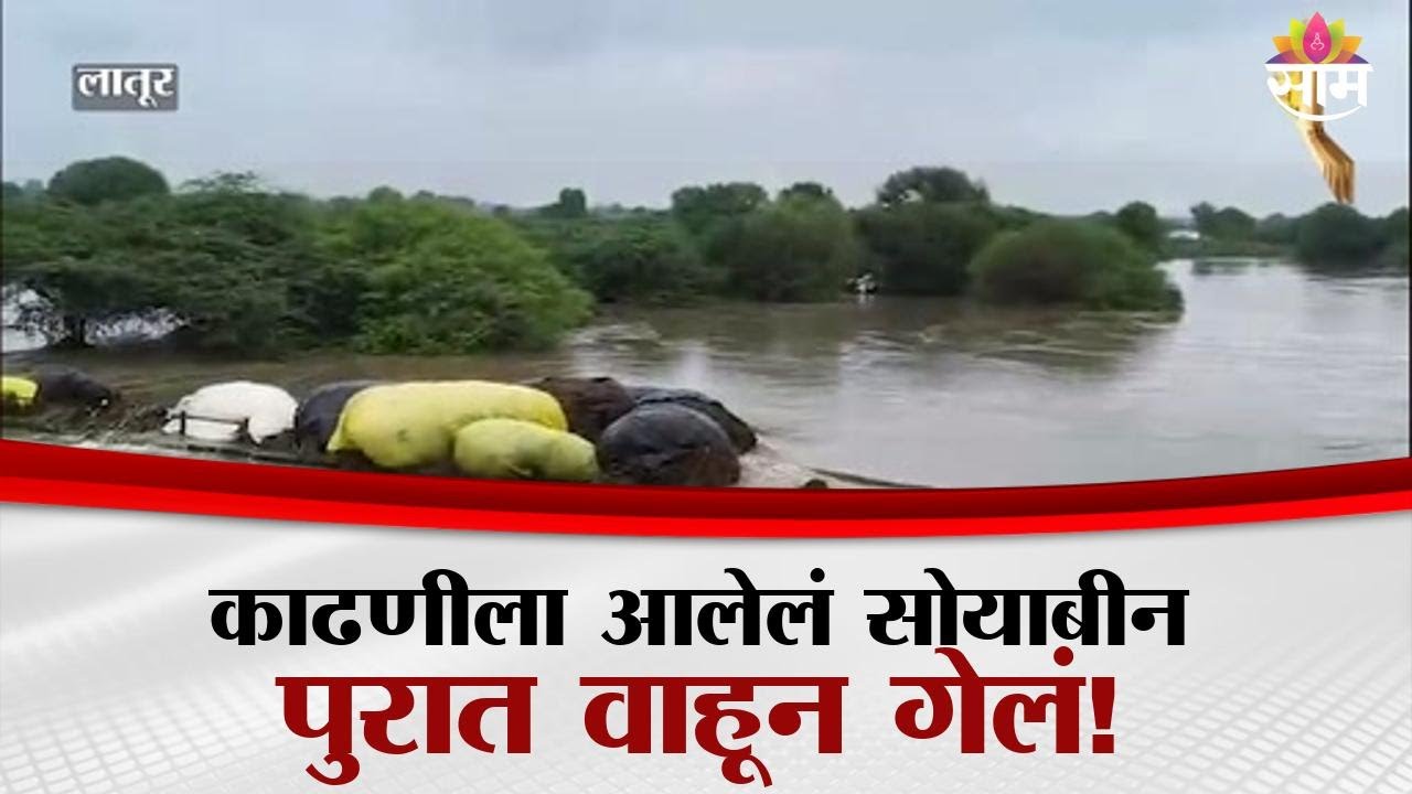 लातूरमध्ये पावसाचा कहर, रेणा नदीला पूर, शेतकऱ्यांचं सोयाबीन डोळ्यादेखत वाहून गेलं | Latur Rain |