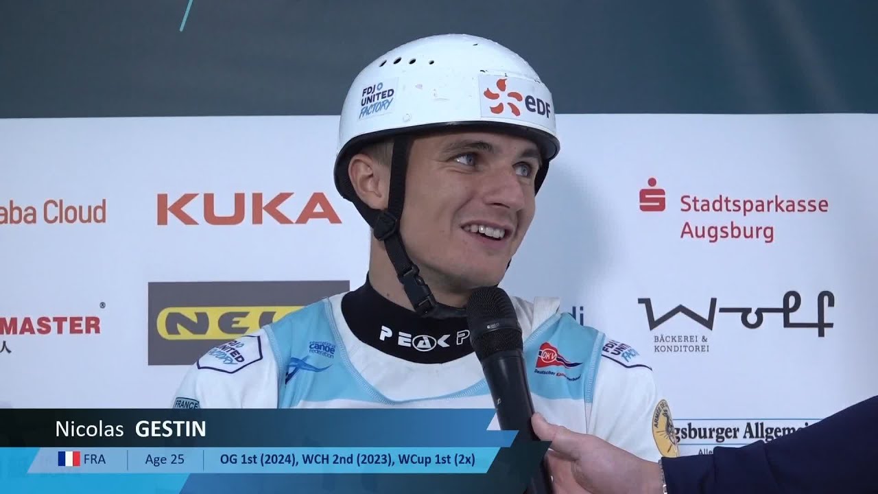 Nicolas Gestin France Winners Interview Men&rsquo;s Canoe Final / 2025 ICF Slalom World Cup Augsburg