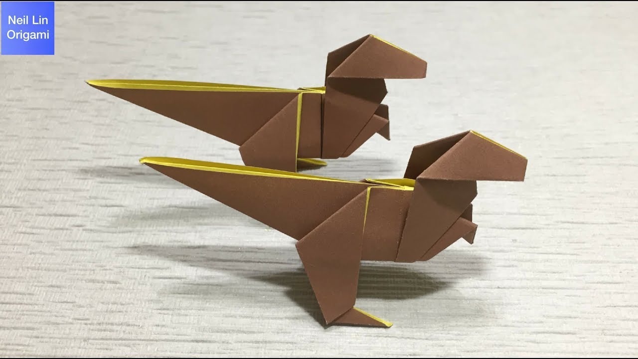 Как сделать легкий динозавр оригами (Origami Dinosaur Tutorial)
