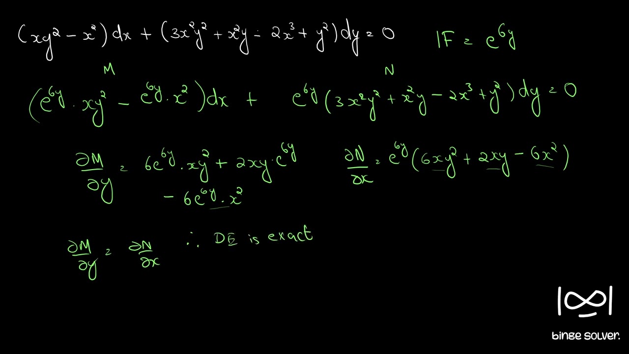 Вопрос 221 Решите (xy^2 - x^2)dx + (3x^2y^2 + x^2y - 2x^3 + y^2)dy = 0