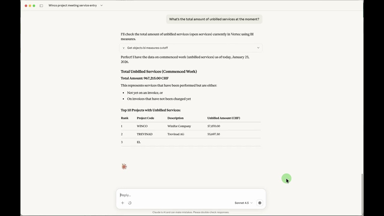 Verwendung von Vertec ERP & CRM mit einem MCP-Server