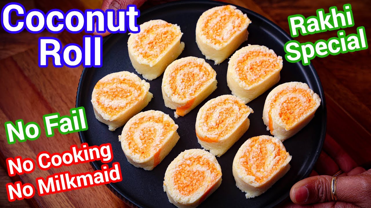 Instant Coconut Roll &ndash; 5-Min Rakhi Special Mithai Recipe | No Cook Coconut Sweet Perfect Rakhi Treat