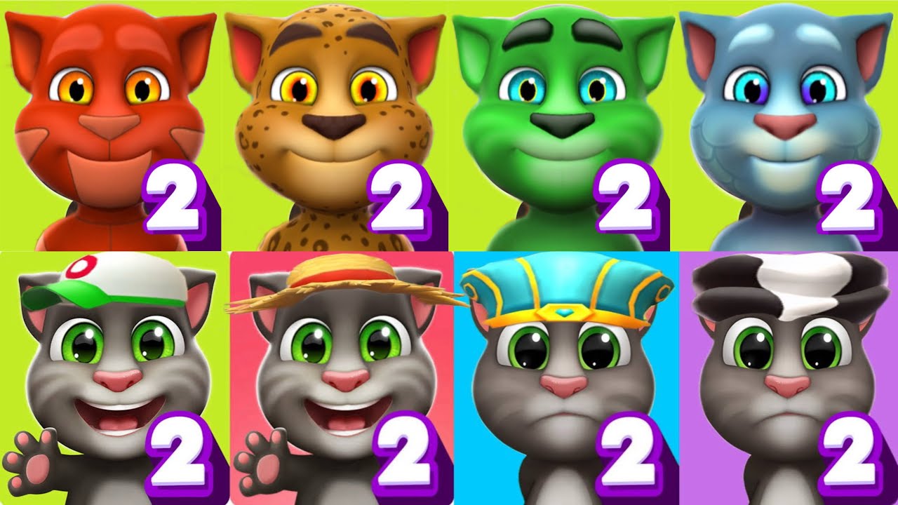 Rainbow Colors Vs 4 Outfit Colors | My Talking Tom 2 Vs My Talking Baby Tom 2