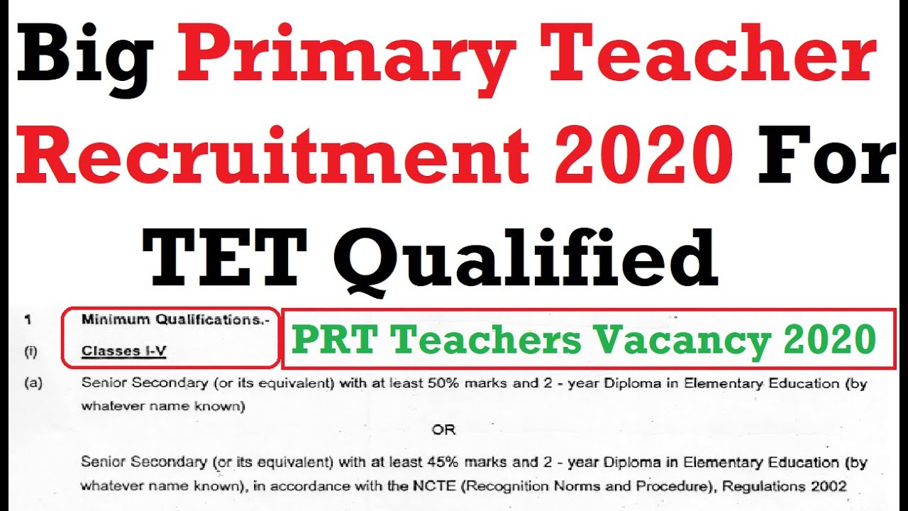 Big Primary Teachers Recruitment 2020, PRT Teachers Vacancy 2020, Government Teachers Jobs
