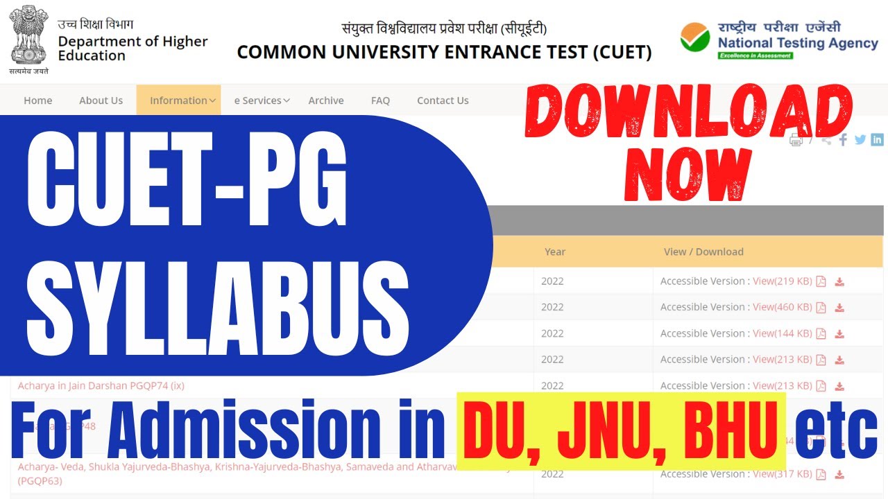 How to Download CUET PG Syllabus | For Admission in DU, JNU, BHU etc | By Vidya Sagar.