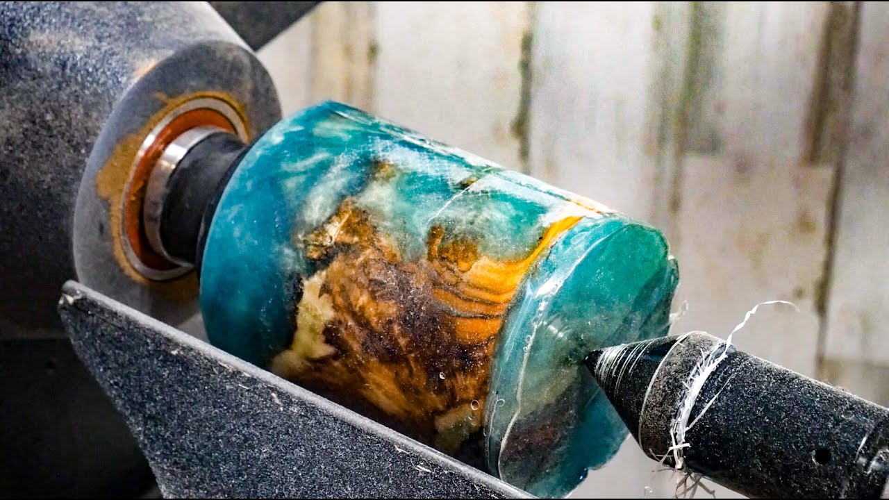 Woodturning - Pine Burl & Total Boat Resin Candle Holder