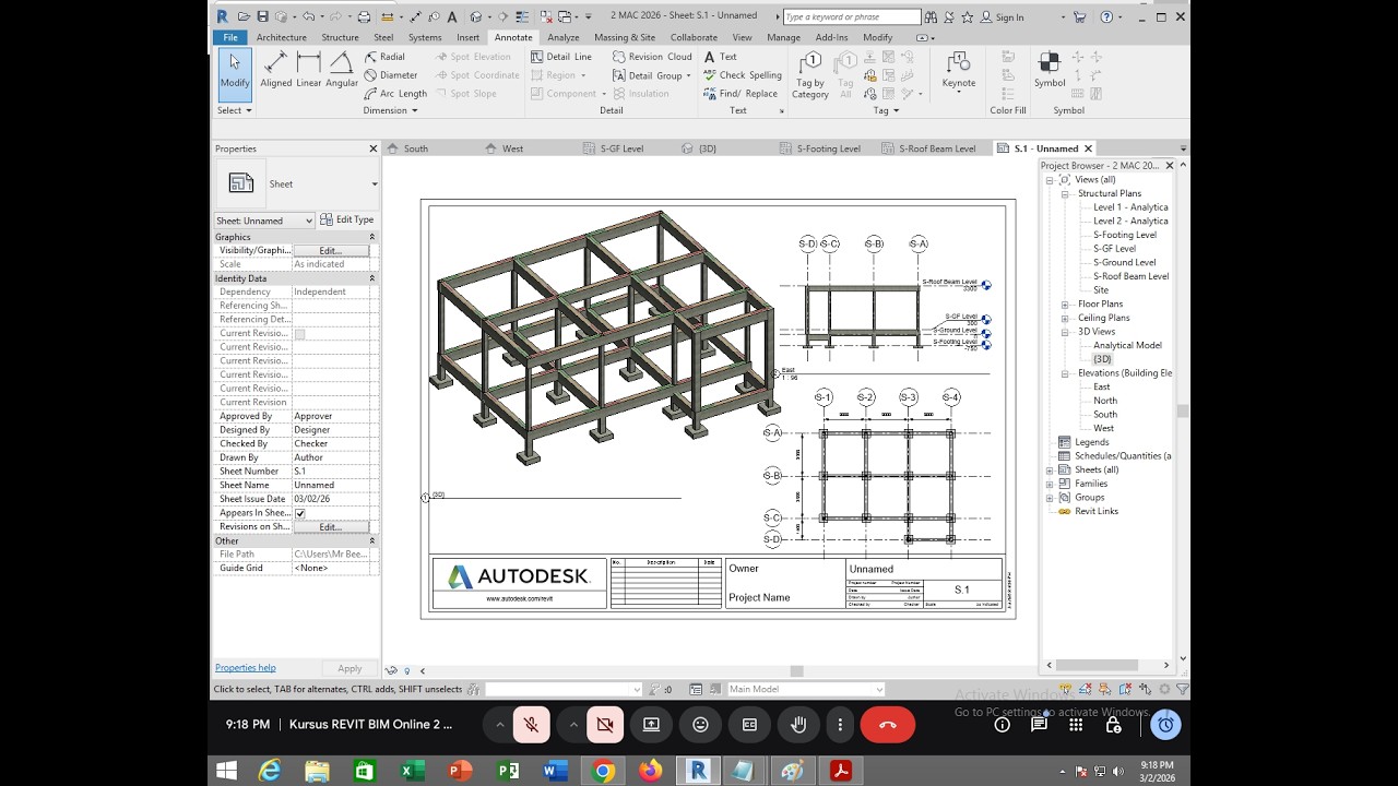 Kursus Sijil REVIT BIM Training Course Malaysia - Membina Sistem REVIT Structure Tutorial