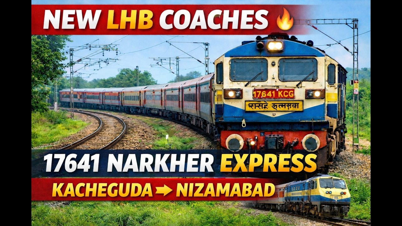 Narkher Express 17641 NEW LHB Coaches Journey 🚆 | Kacheguda to Nizamabad | Full Train Ride