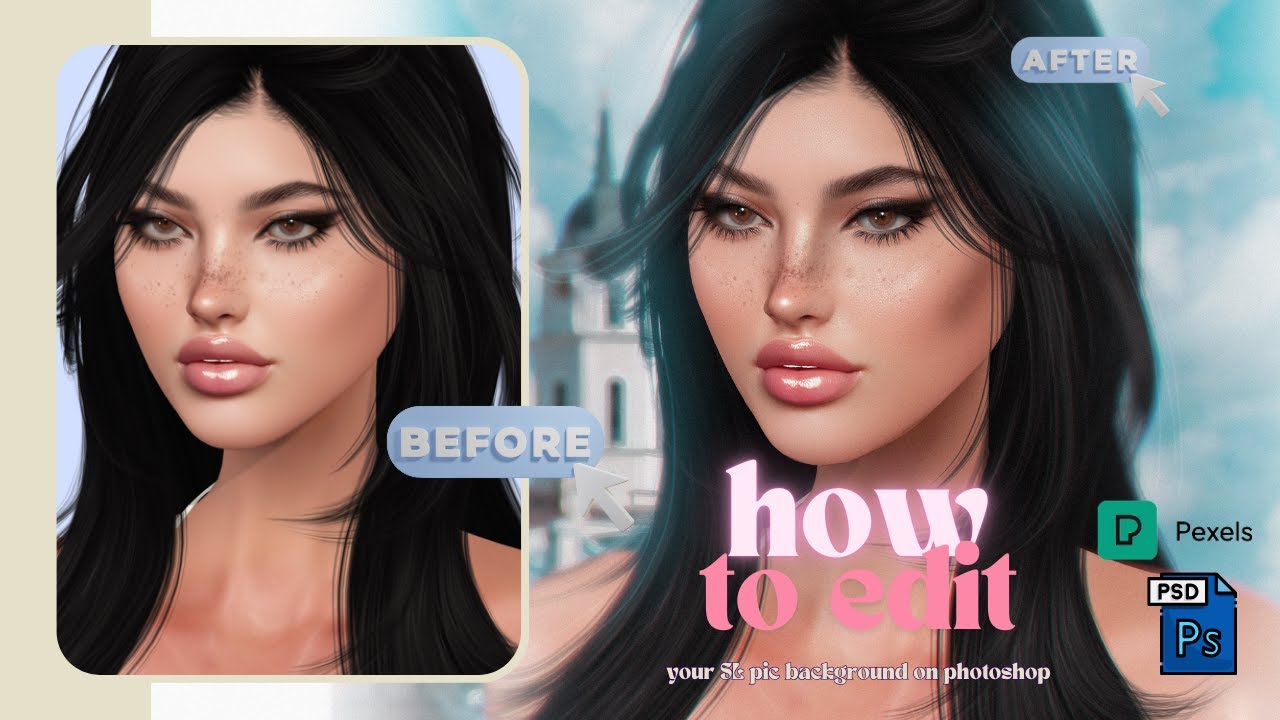 How to Edit backgrounds into your Second Life portraits - Photoshop Tutorial