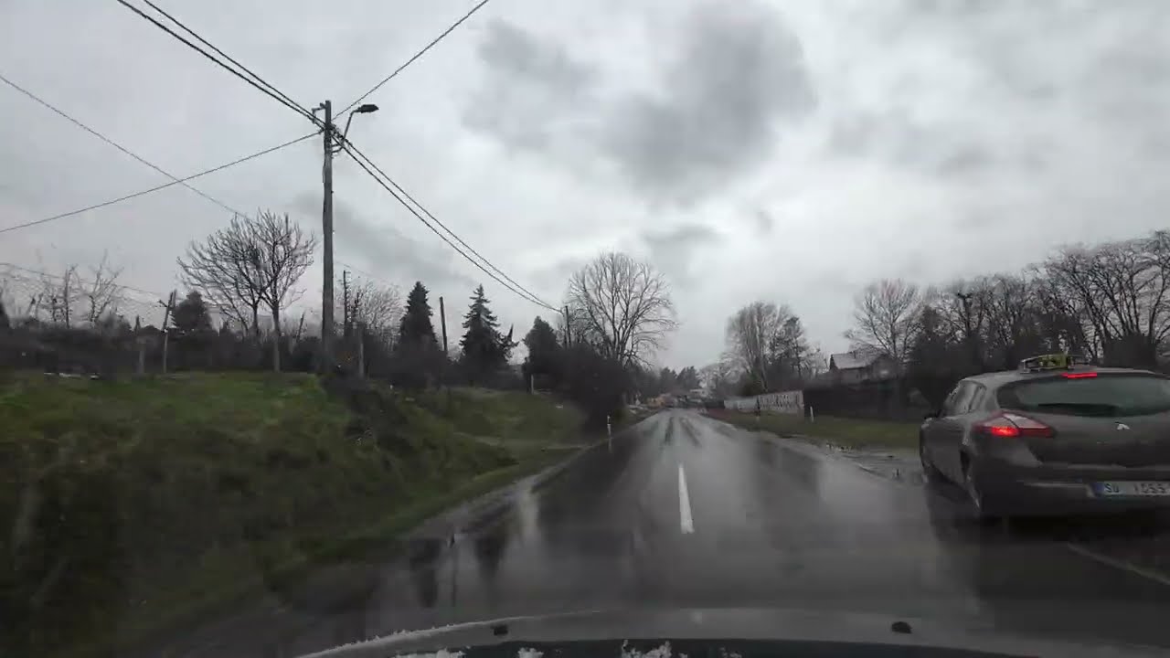 Winter Snow Rain Drive from Smederevo to Belgrade, Serbia 17th of February 2025