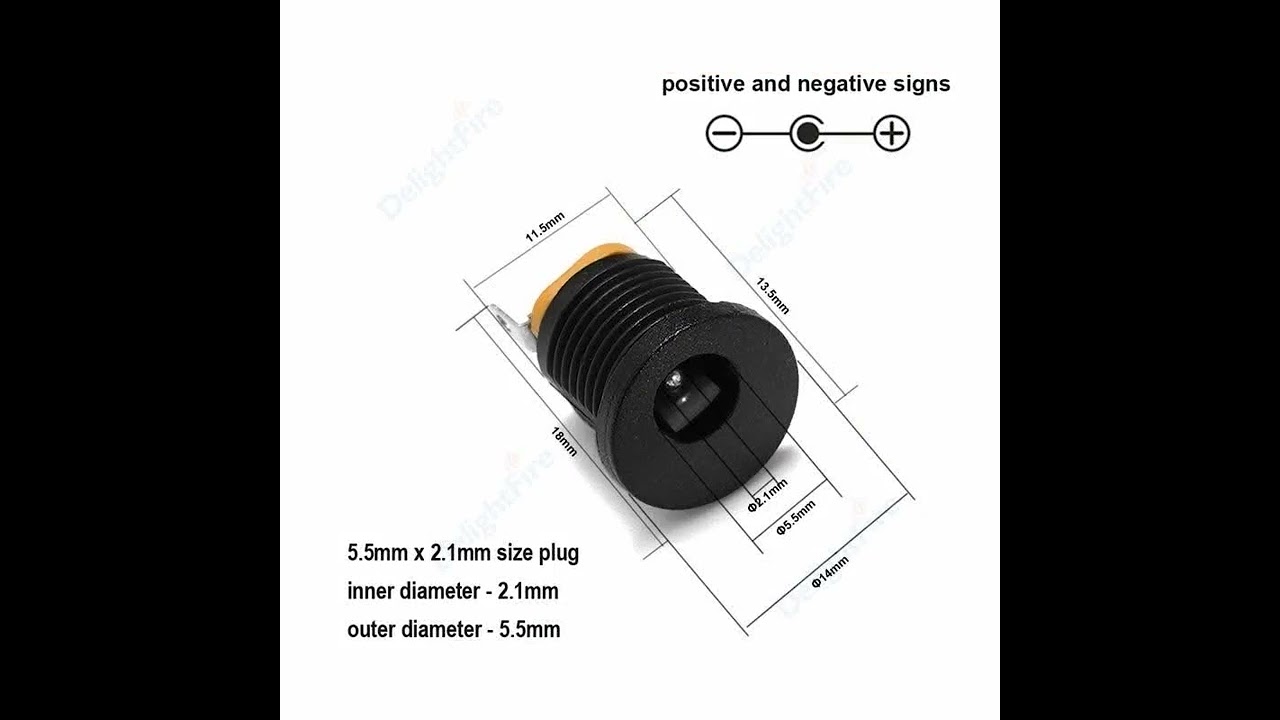 10Pcs DC Connectors 5.5x2.1mm 3.5x1.3mm DC Power Plug Jack Socket Nut