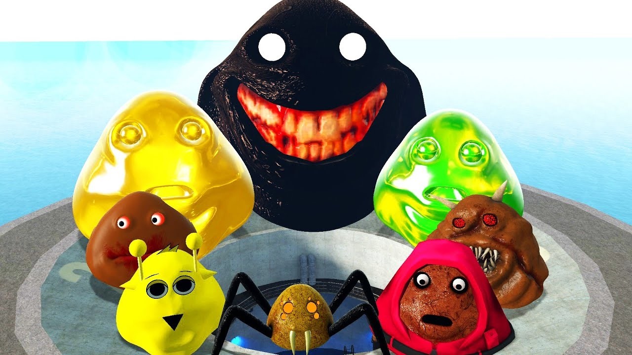 🕳️SPARTAN KICKING POU BOU FAMILY FROM BOU'S REVENGE Of POU and SPRUNKI POU in ISLAND PIT Garry's Mod