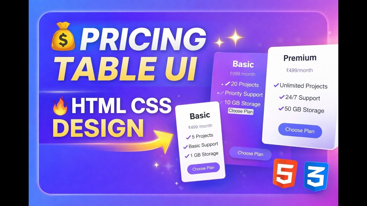 Create Beautiful Pricing Cards Using HTML CSS | Website Pricing Plans UI