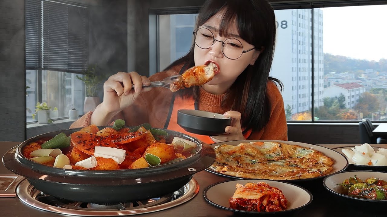 Острый тушеный цыпленок🍗🔥| Mukbang Asmr