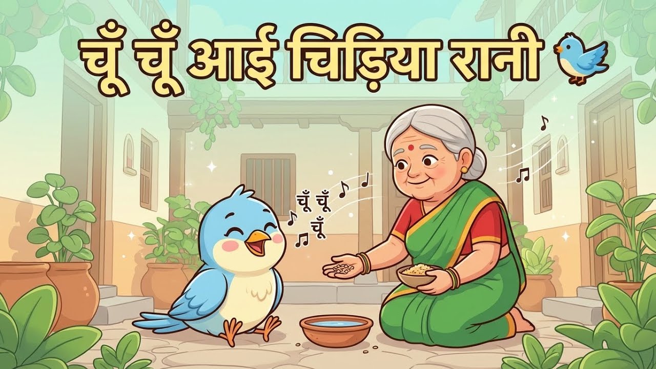 चूँ चूँ आई चिड़िया रानी 🐦 | Hindi Nursery Rhyme | Kids Bird Song | Baby Rhymes | KaluBaluTv