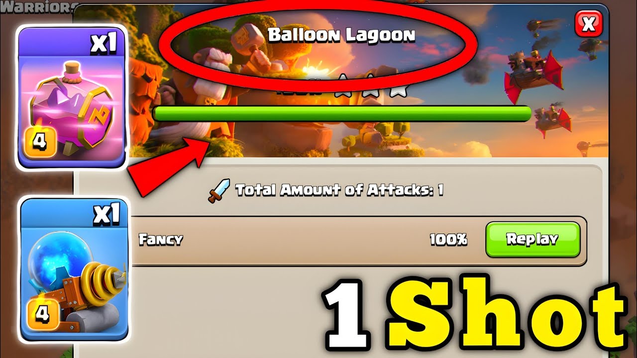 1 Shot Max Balloon Lagoon in Clan Capital