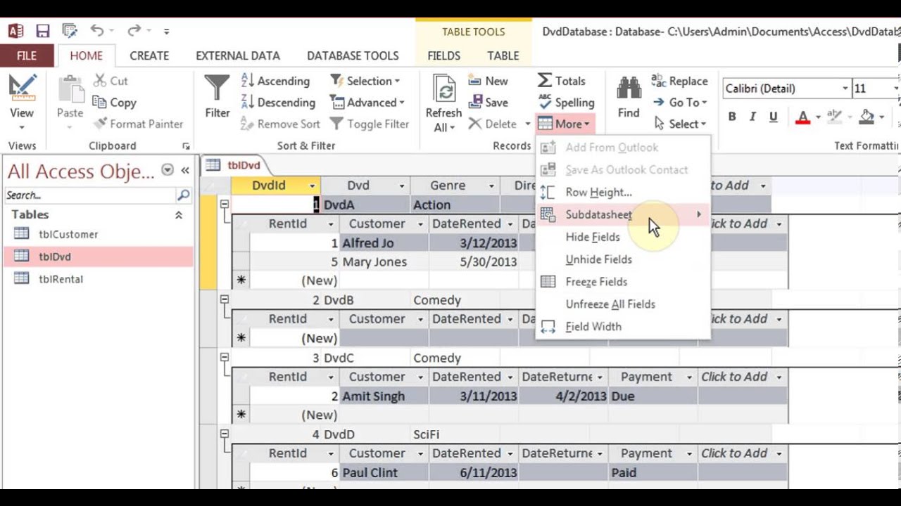 Microsoft Access 2013/2016 pt 4 (Table Relationship)