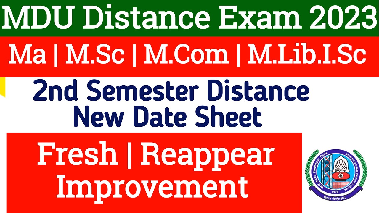 Mdu distance Revised date sheet 2023 | Mdu DDE New Datesheet 2023 | Mdu Ma 2nd Semester Datesheet