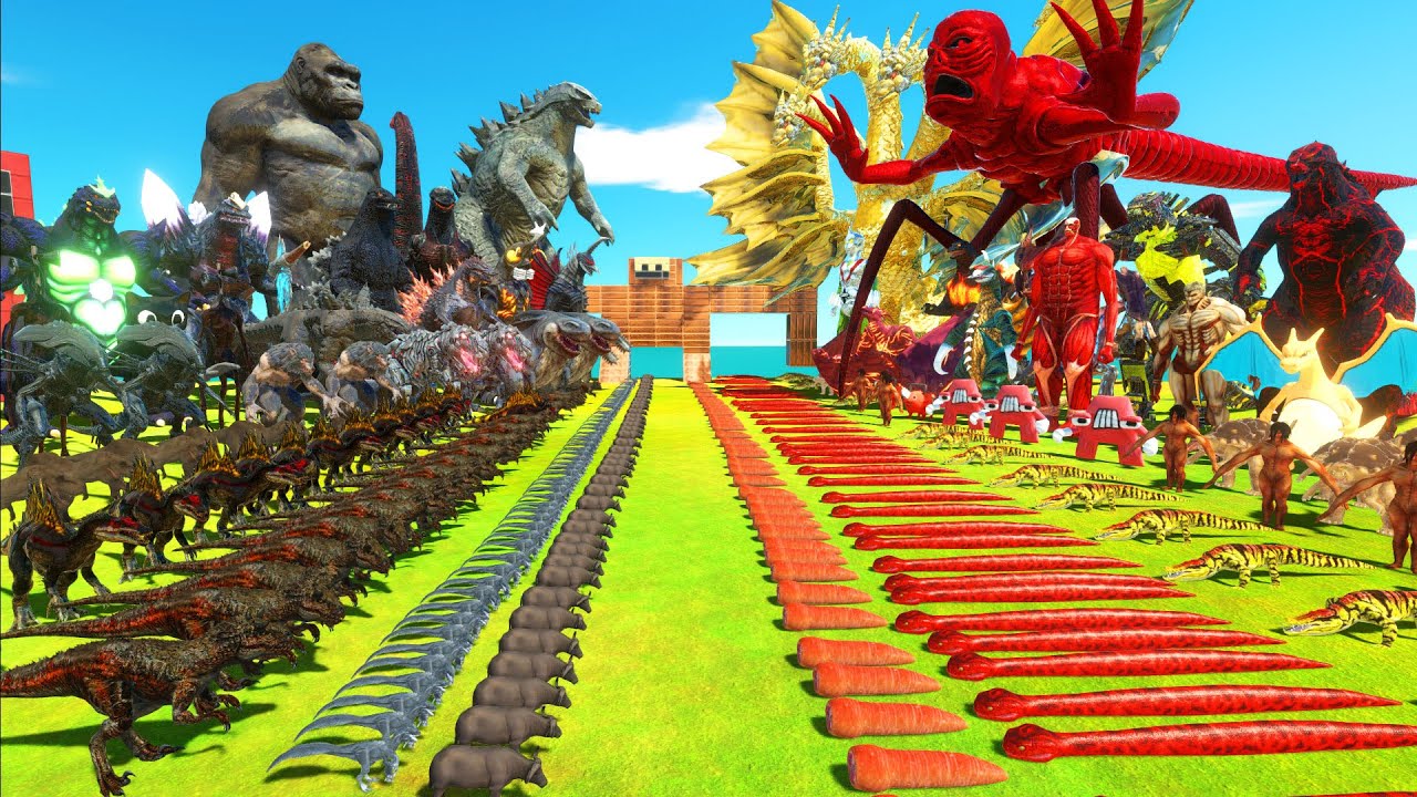 Dark Monster War - Team Dark Godzilla 2014 x Kong VS Team Red Titanus x Team Yellow King Ghidorah