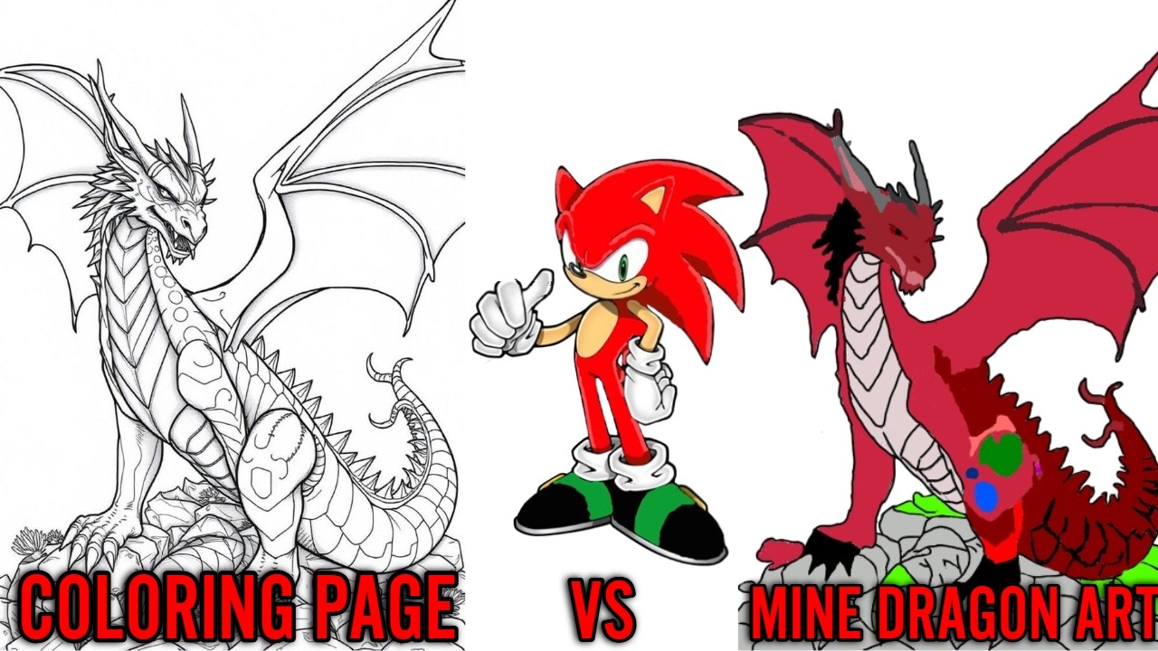 My Dragon Speedpaint  color page vs lineart