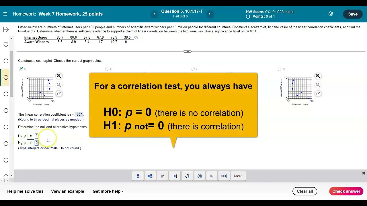 Test for Correlation using Excel no regression equation