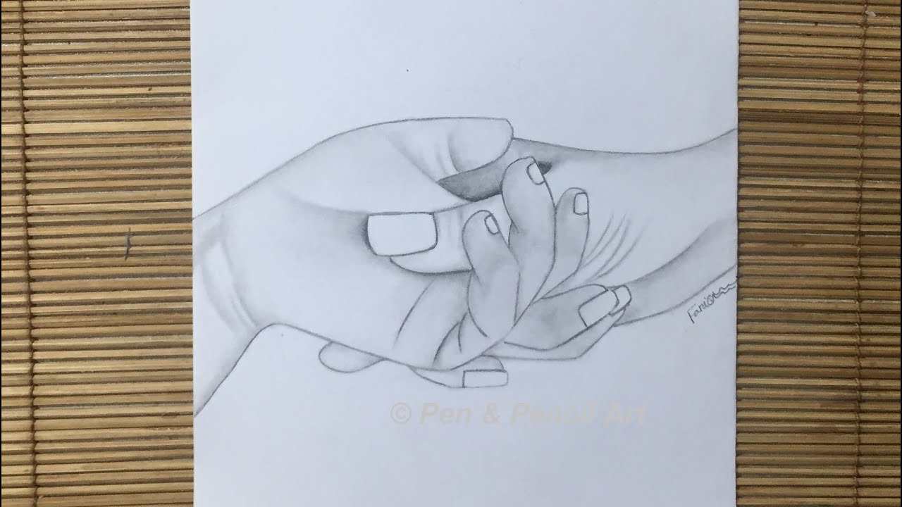 Mother's Day Drawing // How to draw a mother holding kid's hand // Easy pencil drawing