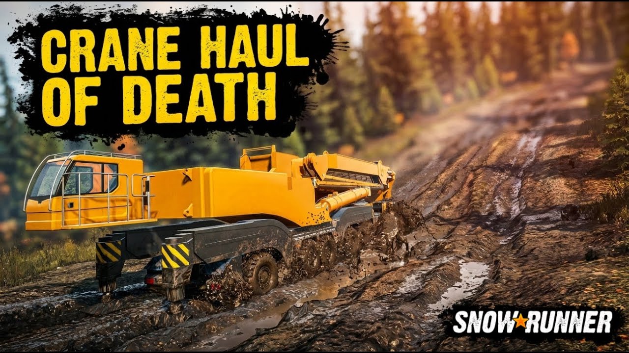 SNOWRUNNER: DANGEROUS CRANE HAUL ON HASSY MOUNTAIN ROAD & BOAT TRAILER RESCUE! | EnhCrea #171