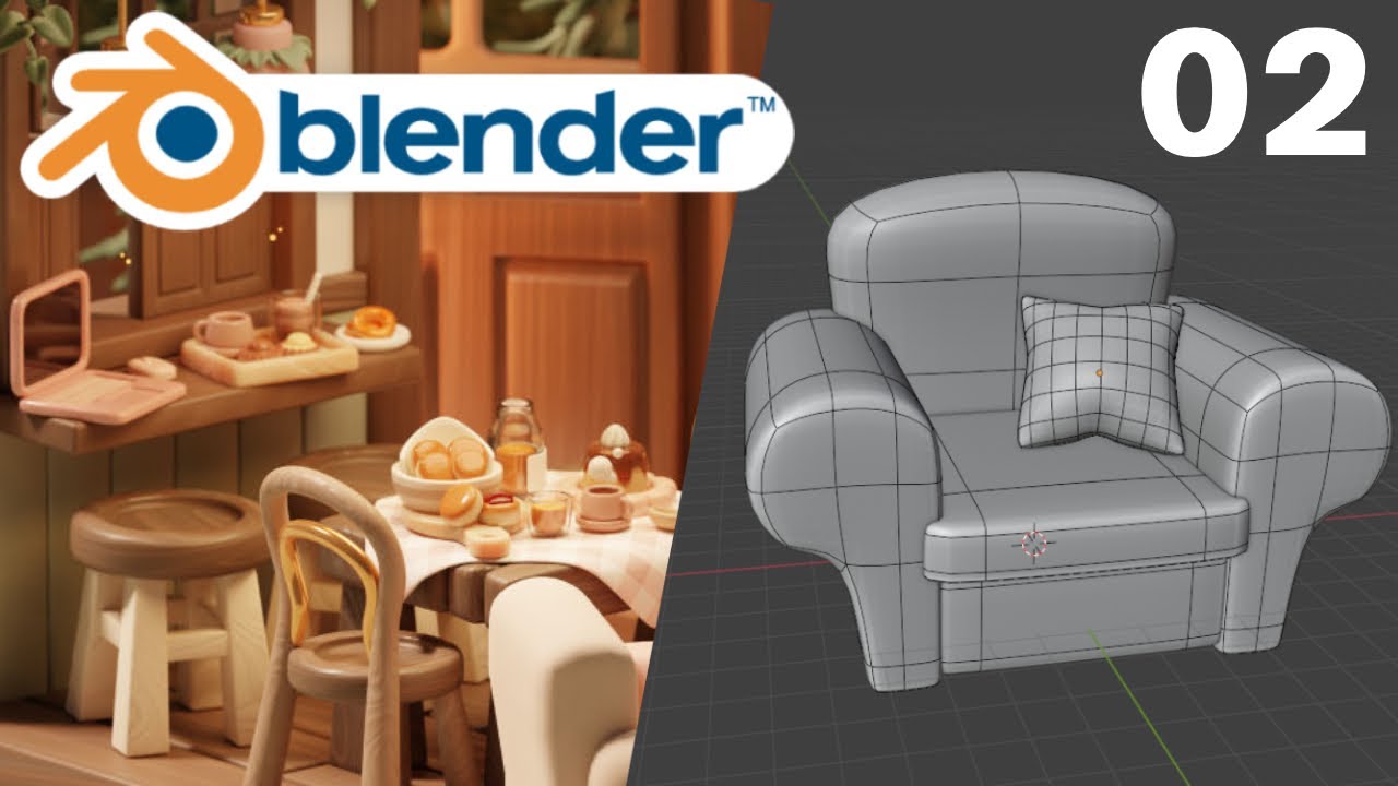 Blender fr  -  Apprendre blender | Exercice de Modélisation -  Le fauteuil  2 | Débutant [TUTO FR]