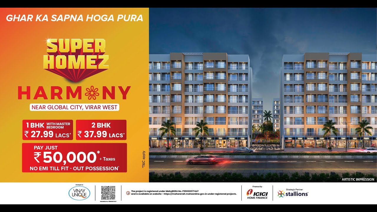 Super Homez Harmony Virar West | 1/2 BHK Starting at Rs 27.99 Lacs*