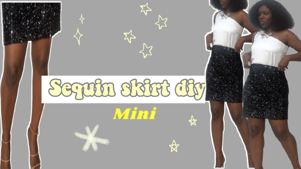 DIY MINI SEQUIN SKIRT FROM SCRATCH using velvet fabric| No Zipper No Waistband | Beginner Friendly